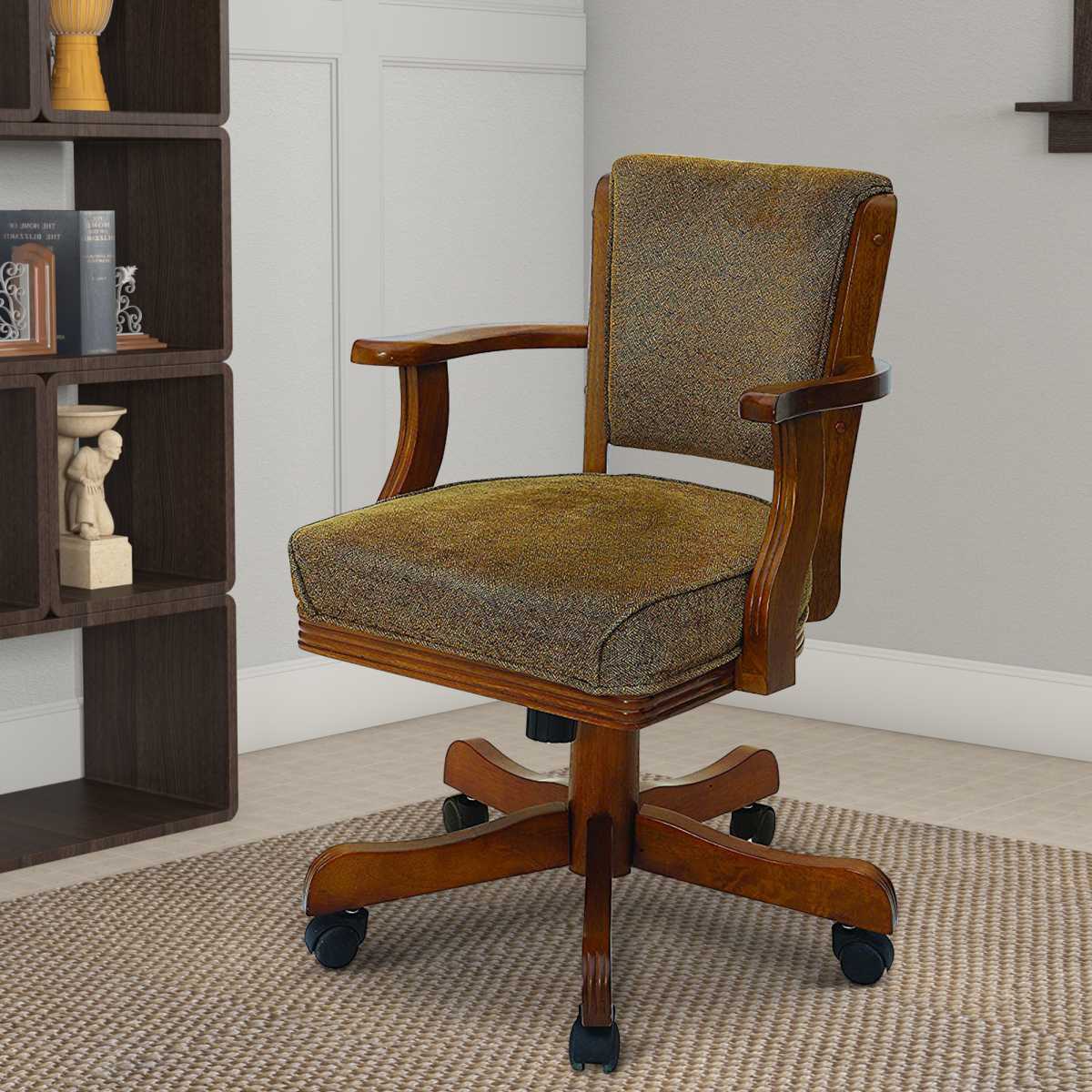 Cozy Upholstered Arm Game Chair, Brown  By Benzara | Armchairs |  Modishstore 