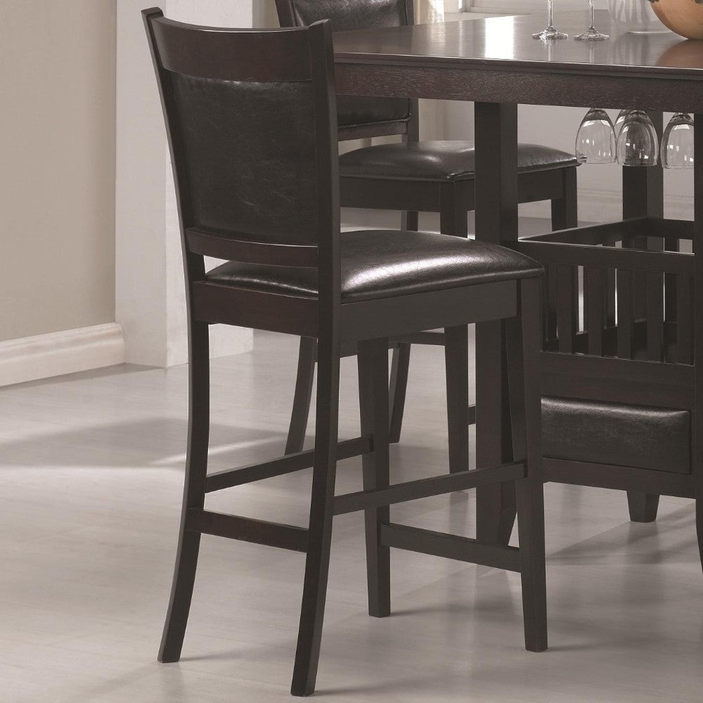 Counter Height Chair Vinyl Padded Seat & Back, Espresso  Brown, Set Of 2  By Benzara | Dining Chairs |  Modishstore 