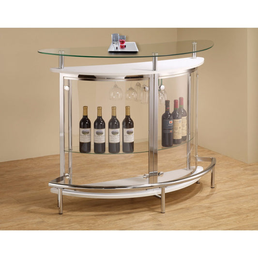 Contemporary Bar Unit With Clear Acrylic Front , White  By Benzara | Bar Carts |  Modishstore 
