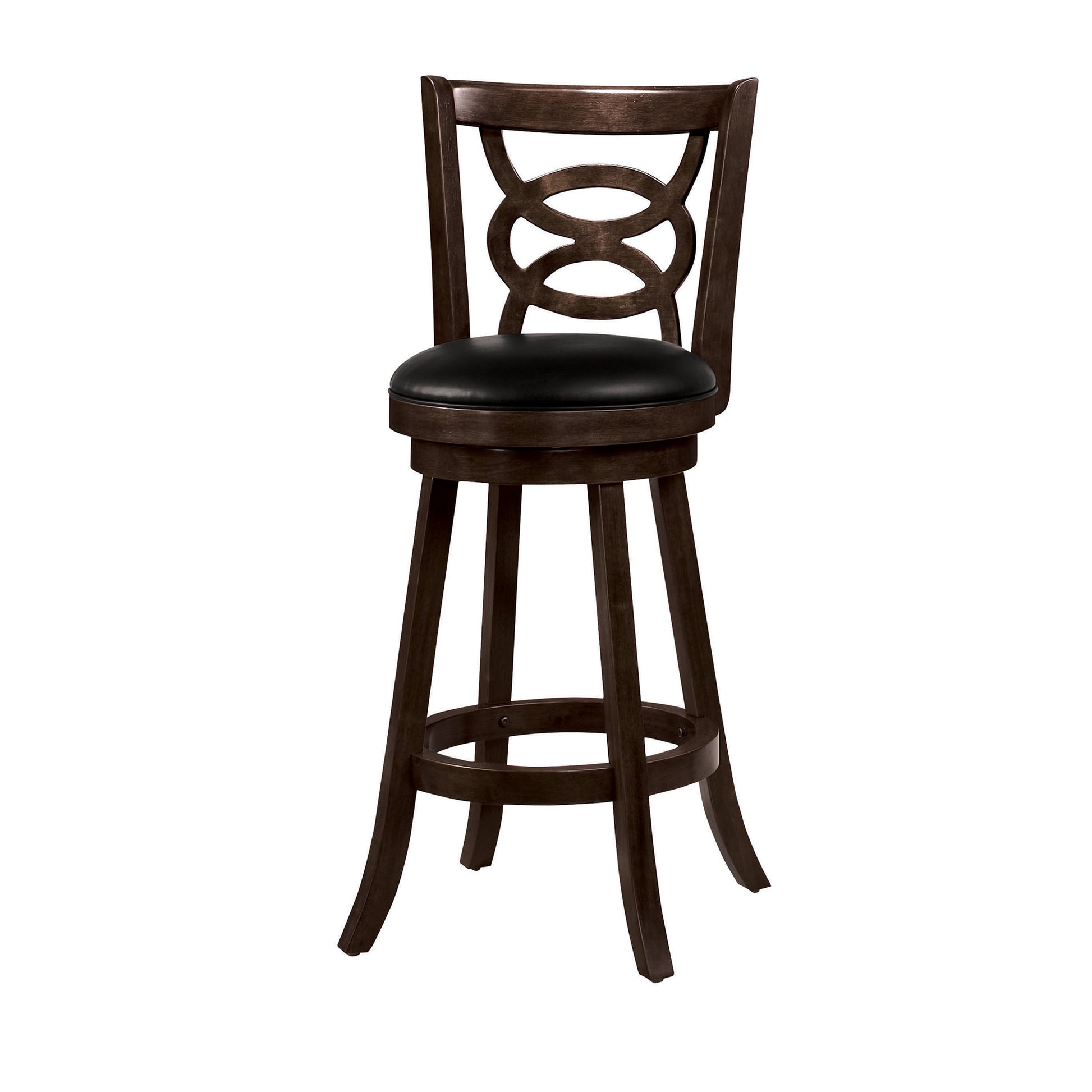 29" Swivel Bar Stool With Upholstered Seat, Black And Brown ,Set Of 2 By Benzara | Bar Stools | Modishstore - 5