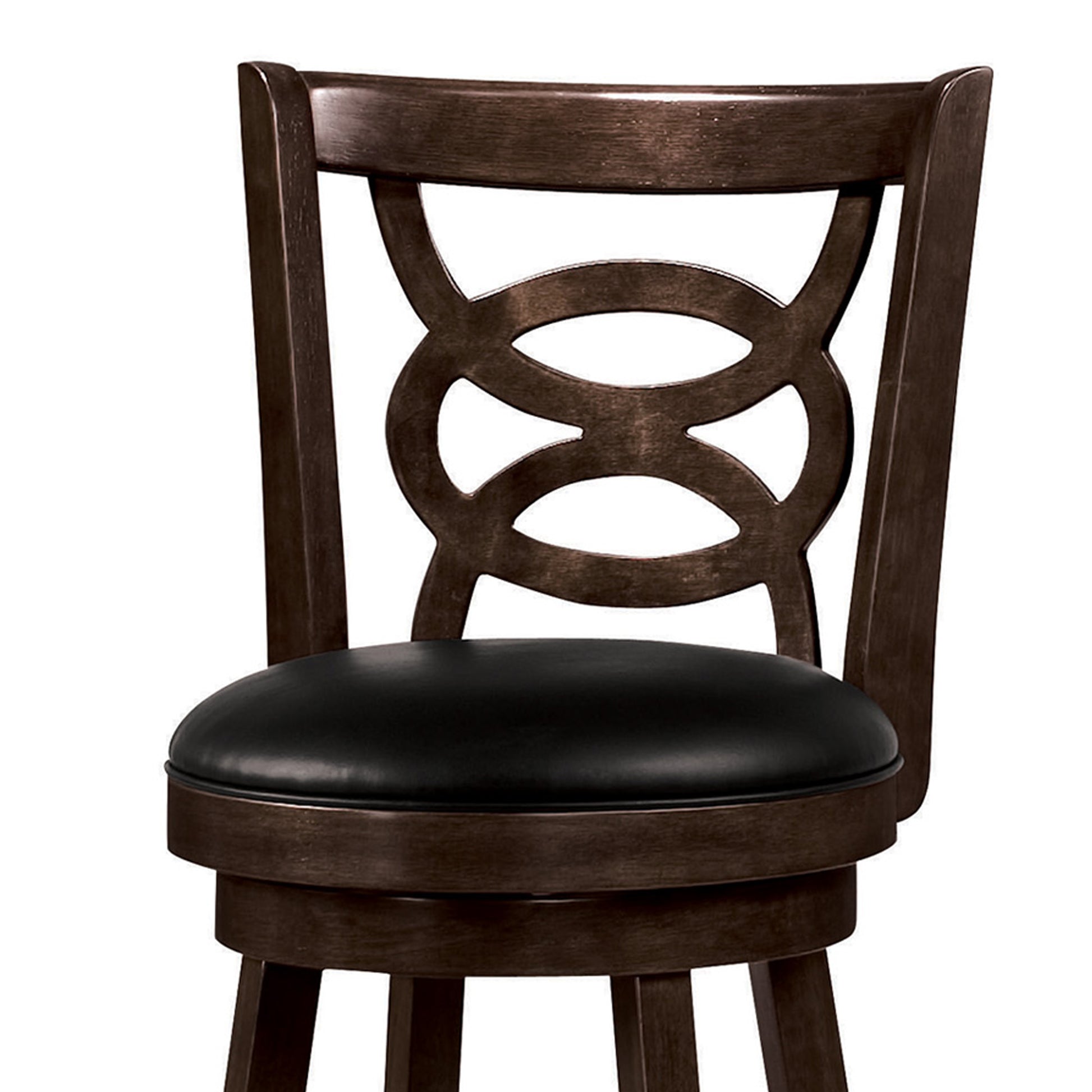 29" Swivel Bar Stool With Upholstered Seat, Black And Brown ,Set Of 2 By Benzara | Bar Stools | Modishstore - 3