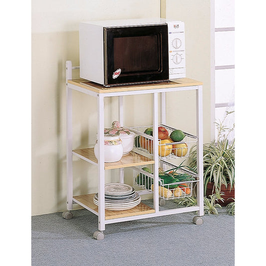 Kitchen Cart With 3 Shelves & 2 Storage Compartments, Brown And White By Benzara | TV Tray Tables |  Modishstore 