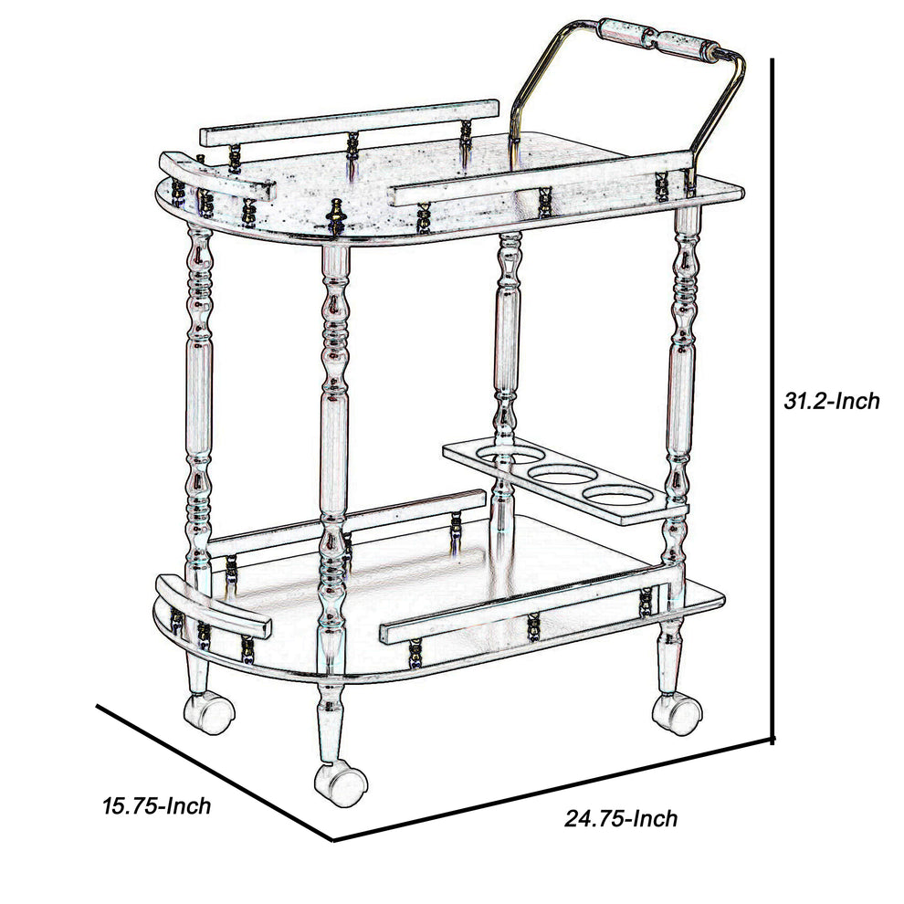 2-Tier Serving Cart, Brown By Benzara | Bar Carts |  Modishstore  - 3