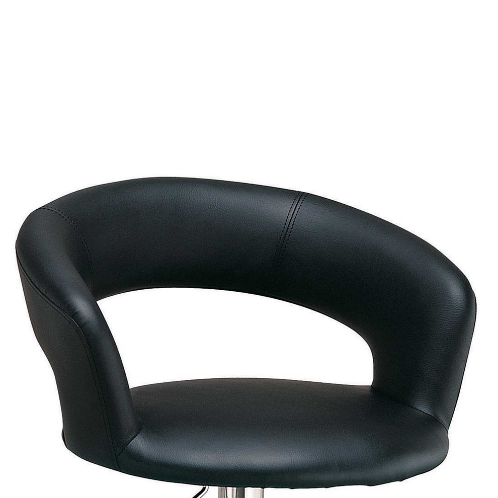 Contemporary Faux Leather Bar Stool, Black  By Benzara | Bar Stools |  Modishstore  - 2
