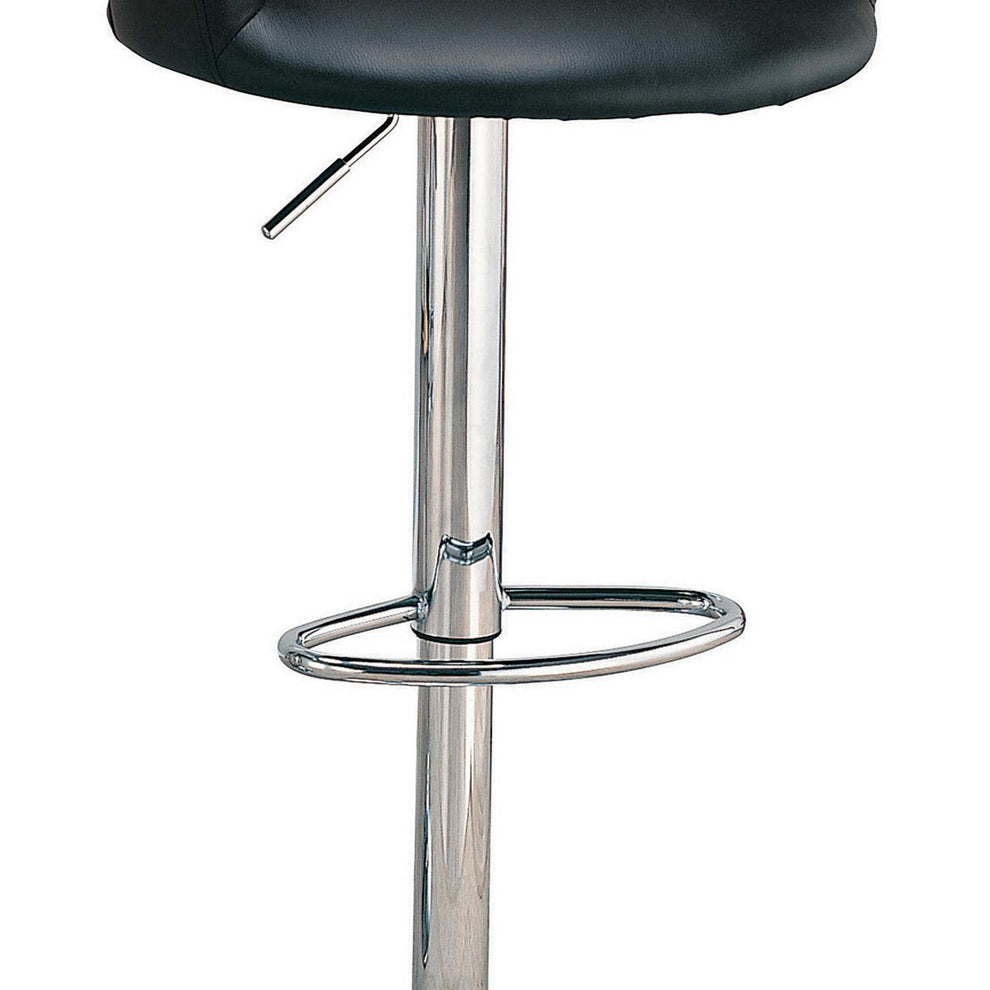 Contemporary Faux Leather Bar Stool, Black  By Benzara | Bar Stools |  Modishstore  - 3