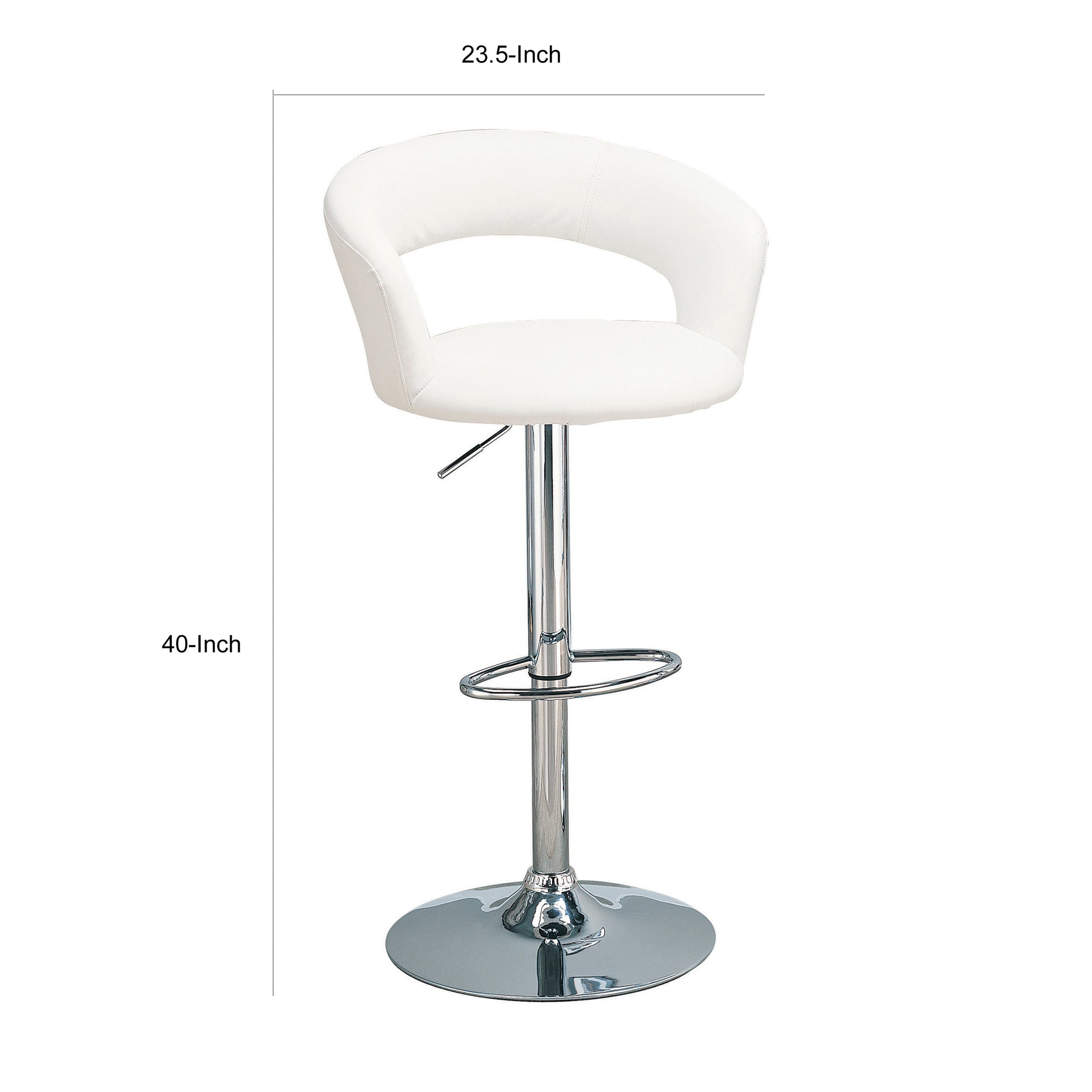 Contemporary Faux Leather Bar Stool, White By Benzara | Bar Stools | Modishstore - 2