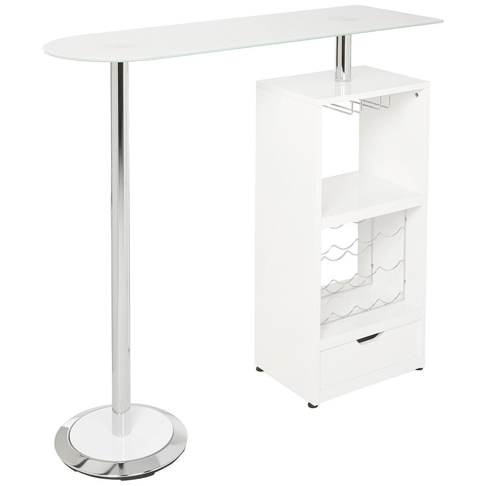 White Bar Table With Functional Storage  By Benzara | Bar Tables |  Modishstore 