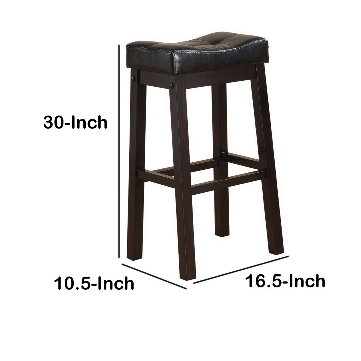Wooden Sofie Backless Counter Height Stool, Black, Set Of 2  By Benzara | Counter Stools |  Modishstore  - 6