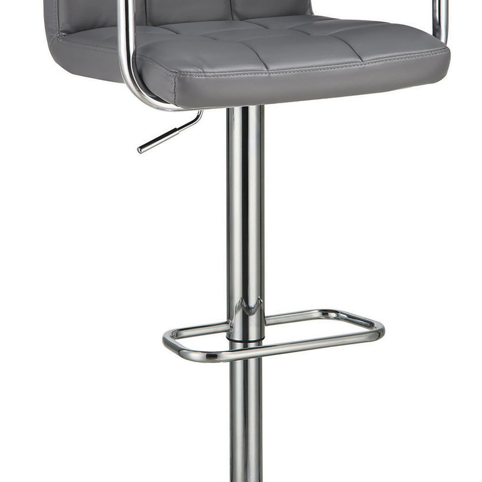 Grid Adjustable Swiveling Bar Stool, Grey By Benzara | Bar Stools |  Modishstore  - 2