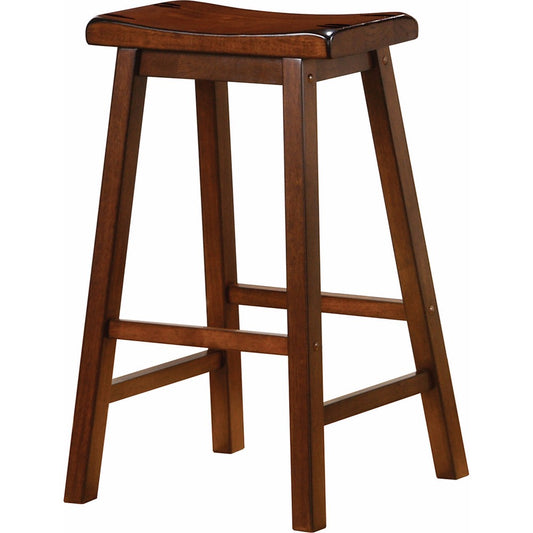 Wooden Casual Bar Height Stool, Chestnut Brown, Set Of 2  By Benzara | Bar Stools |  Modishstore 