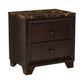 2 Drawer Wooden Nightstand With Faux Marble Top, Cappuccino Brown By Benzara | Nightstands | Modishstore - 6