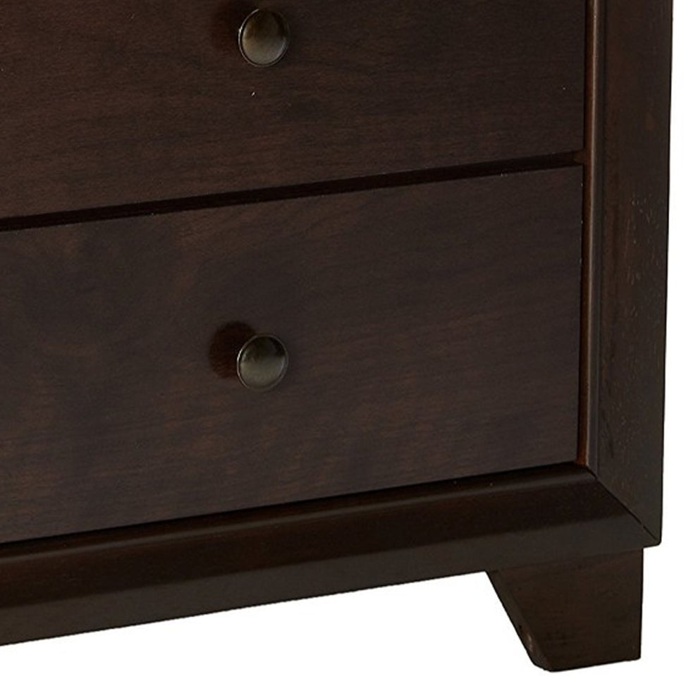 2 Drawer Wooden Nightstand With Faux Marble Top, Cappuccino Brown By Benzara | Nightstands | Modishstore - 2