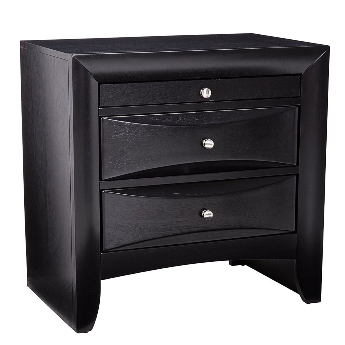 Wooden 2 Drawer Nightstand With Tray, Black By Benzara | Nightstands | Modishstore - 4