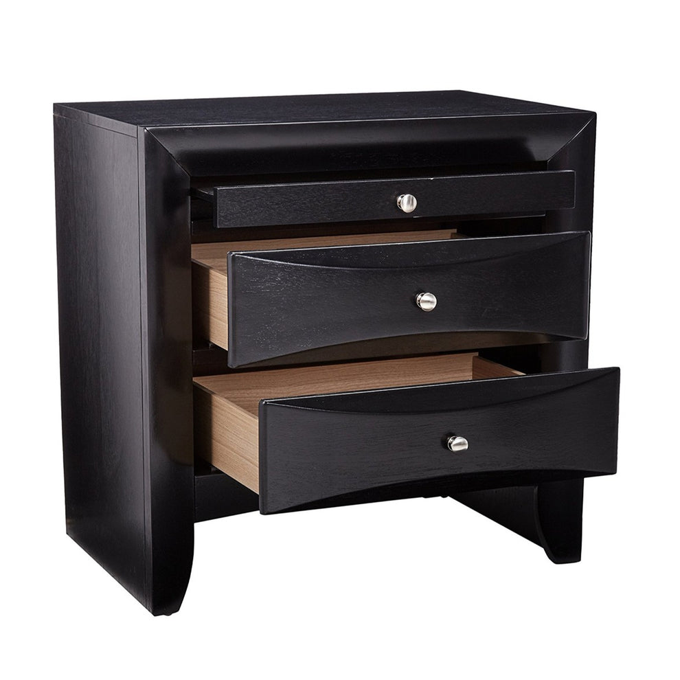 Wooden 2 Drawer Nightstand With Tray, Black By Benzara | Nightstands | Modishstore - 5