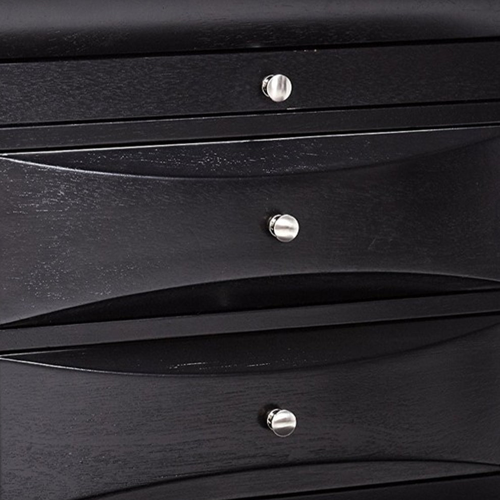 Wooden 2 Drawer Nightstand With Tray, Black By Benzara | Nightstands | Modishstore - 6