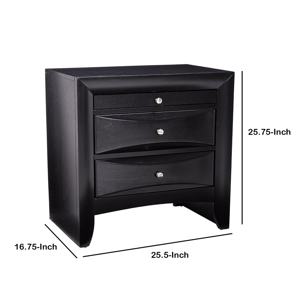 Wooden 2 Drawer Nightstand With Tray, Black By Benzara | Nightstands | Modishstore - 3