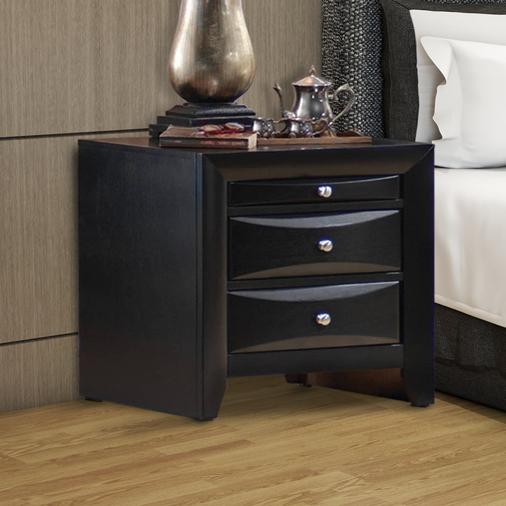 Wooden 2 Drawer Nightstand With Tray, Black By Benzara | Nightstands | Modishstore