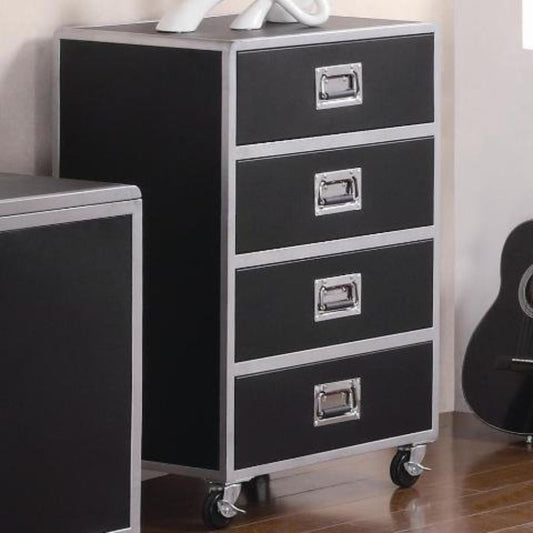 Industrial Drawer Chest With Casters Black And Silver  By Benzara | Drawers |  Modishstore 