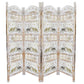 Classic 4 Panel Mango Wood Room Divider With Elephant Carvings, Gold And White By Benzara | Room Divider |  Modishstore  - 2