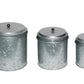 Benzara Bm82052 Galvanized Metal Lidded Canister With Ribbed Pattern, Set Of Three, Gray By Benzara | Jars & Canisters |  Modishstore 