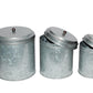 Benzara Bm82052 Galvanized Metal Lidded Canister With Ribbed Pattern, Set Of Three, Gray By Benzara | Jars & Canisters |  Modishstore  - 4