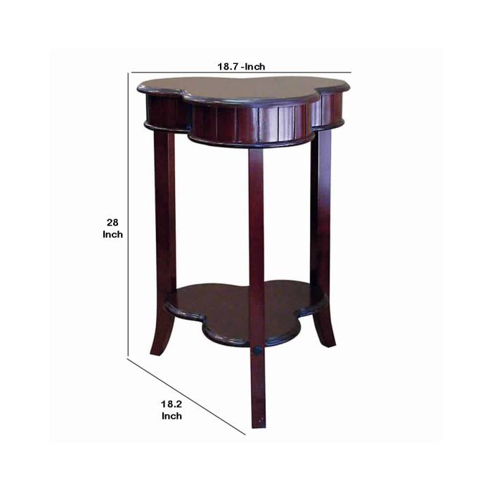 Clover Shaped Wooden End Table With Flared Legs, Cherry Brown By Benzara | Side Tables |  Modishstore  - 2