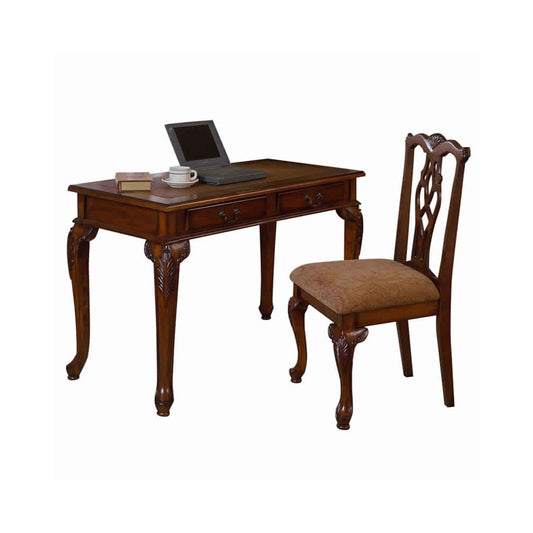 2 Piece Traditional Style Wooden Desk And Chair Set, Brown By Benzara | Desks |  Modishstore 