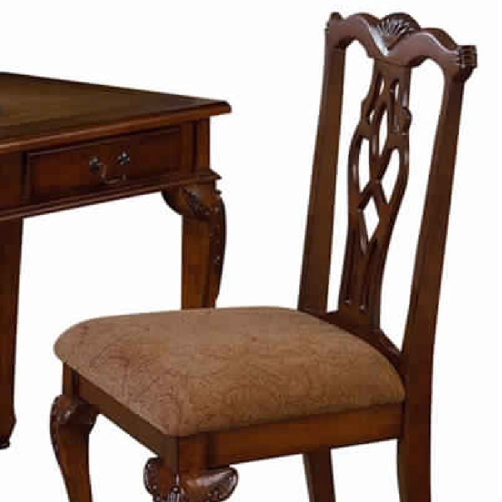 2 Piece Traditional Style Wooden Desk And Chair Set, Brown By Benzara | Desks |  Modishstore  - 4