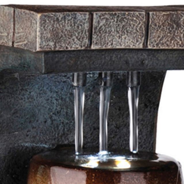 C Shaped Polyresin Frame Fountain With Tapered Base And Led Lights, Brown By Benzara | Sculptures |  Modishstore  - 3