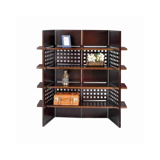4 Shelf Wooden Bookcase Room Divider With Cutout Design, Brown By Benzara | Bookcases |  Modishstore 
