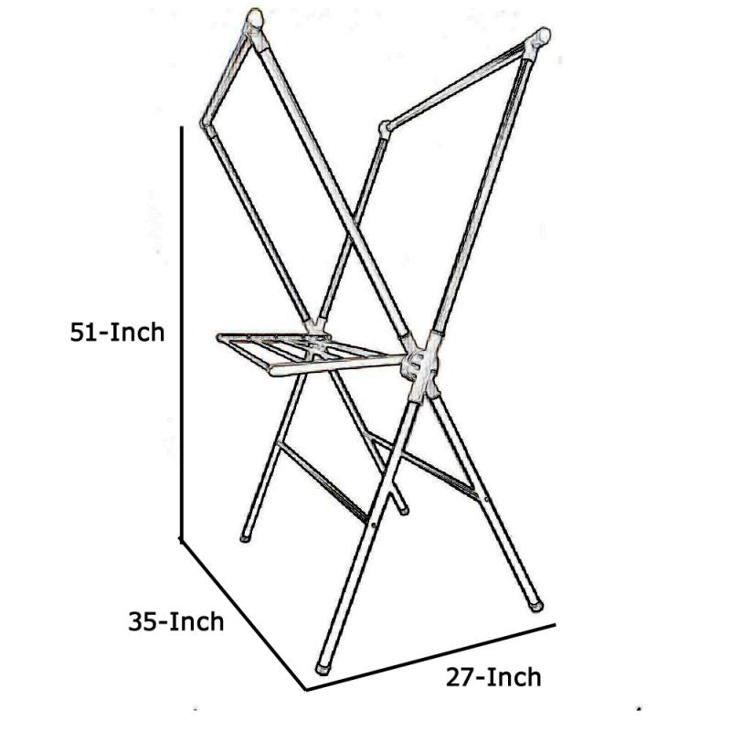 Plastic And Metal Frame Folding Laundry Rack, Black And White By Benzara | Shelves & Shelving Units |  Modishstore  - 2