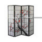 Plum Blossom Print Wood And Paper 4 Panel Room Divider, Red And Black By Benzara | Room Divider |  Modishstore 