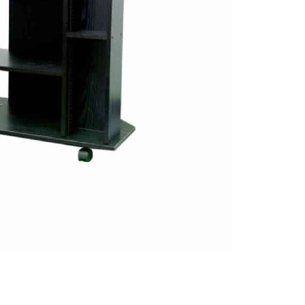 Wooden Tv Stand With 3 Tier Shelving And Cd Rack, Black By Benzara | Cabinets |  Modishstore  - 2