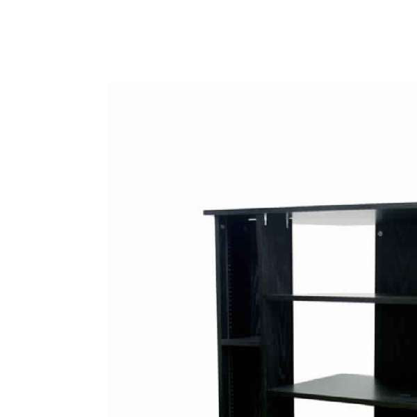 Wooden Tv Stand With 3 Tier Shelving And Cd Rack, Black By Benzara | Cabinets |  Modishstore  - 3