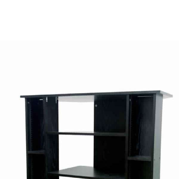 Wooden Tv Stand With 3 Tier Shelving And Cd Rack, Black By Benzara | Cabinets |  Modishstore  - 4
