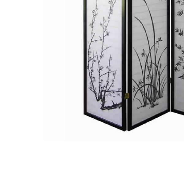 Naturistic Print Wood And Paper 4 Panel Room Divider, White And Black By Benzara | Room Divider |  Modishstore  - 3