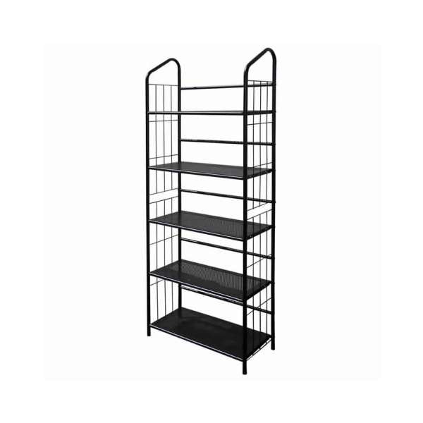 5 Tier Industrial Style Open Frame Metal Bookshelf, Black By Benzara | Bookcases |  Modishstore 