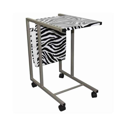 Fabric And Metal Laptop Cart With Animal Print, White And Black By Benzara | Cabinets |  Modishstore 