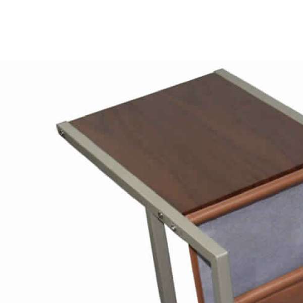 Fabric And Metal Laptop Cart With Wooden Top, Gray And Brown By Benzara | Cabinets |  Modishstore  - 3