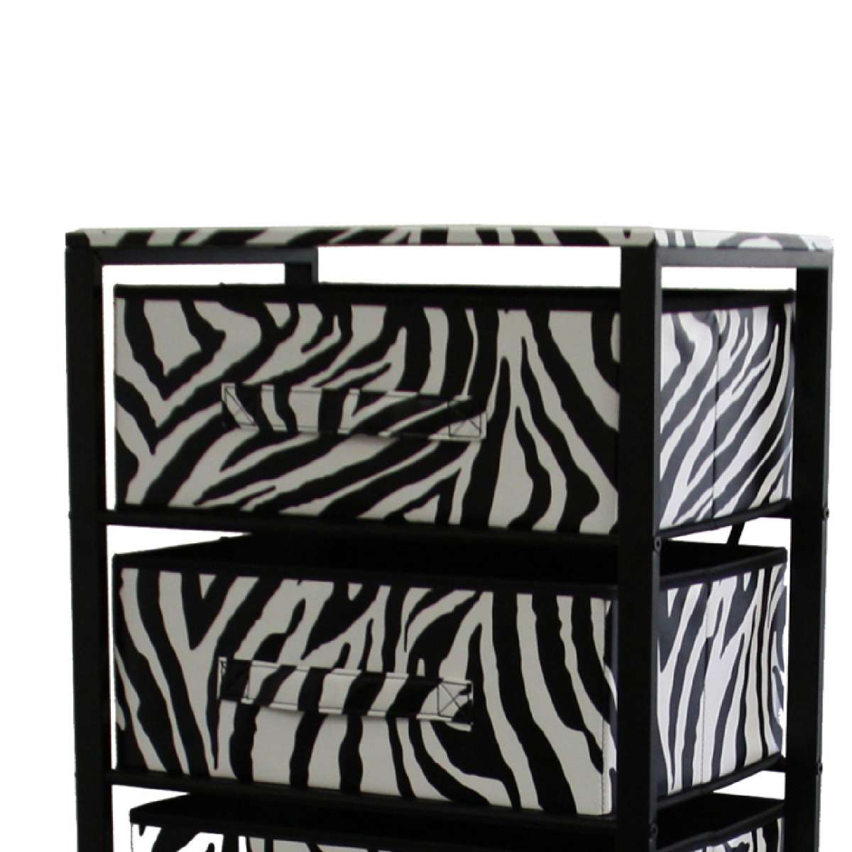 Animal Print Metal Rack With 6 Spacious Drawers, Black And White By Benzara | Shelves & Shelving Units |  Modishstore  - 4
