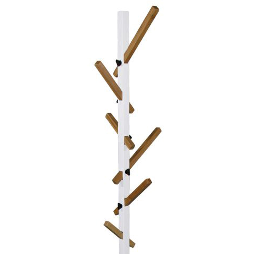 Freestanding Skyline Design Wooden Frame Coat Rack, White And Brown By Benzara | Coat Racks |  Modishstore  - 2