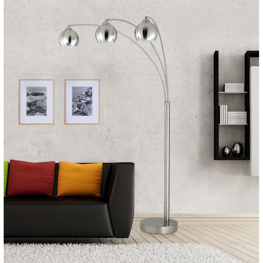 Cal Lighting BO-2030-3L-BS 60W X 3 Arc Floor Lamp | Modishstore | Floor Lamps