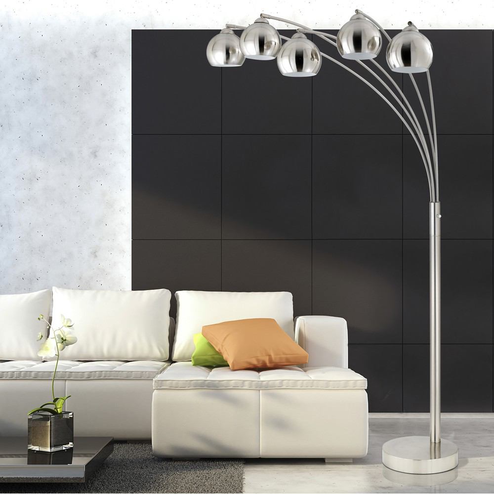 Cal Lighting BO-2030-5L-BS 60W X 5 Arc Floor Lamp | Modishstore | Floor Lamps