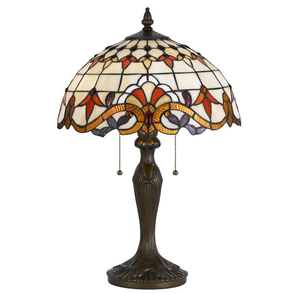 Cal Lighting BO-2389TB 60W X 2 Tiffany Table Lamp With Zinc Cast Base | Modishstore | Table Lamps