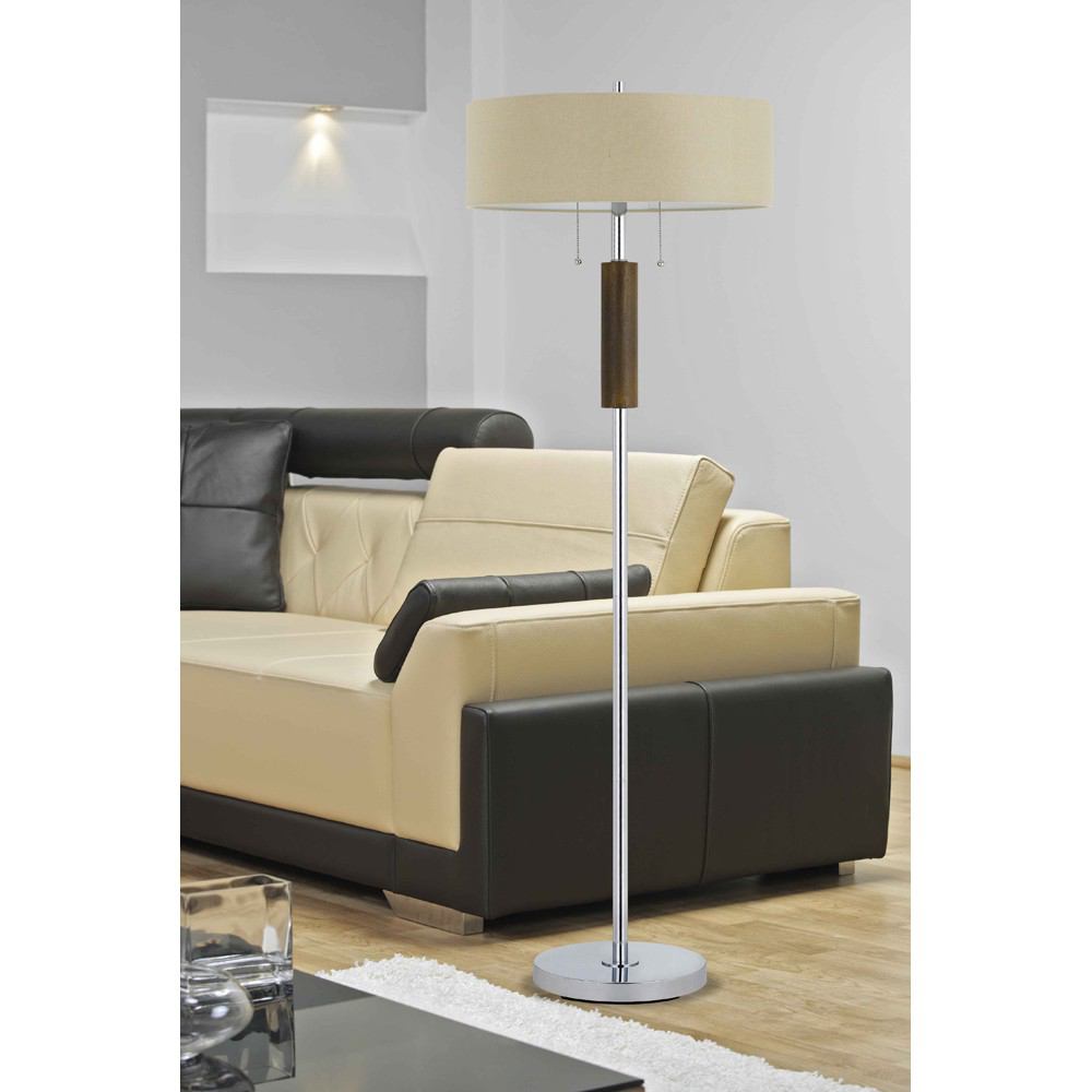 Cal Lighting BO-2740FL Bari Metal Floor Lamp With Burlap Shade | Modishstore | Floor Lamps