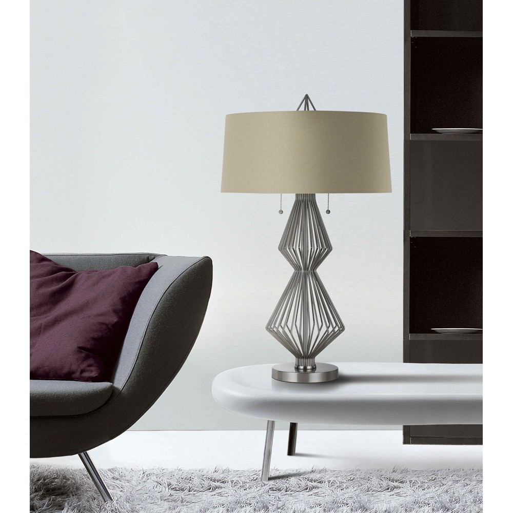 Cal Lighting BO-2741TB Terni Metal Table Lamp With Burlap Shade | Modishstore | Table Lamps