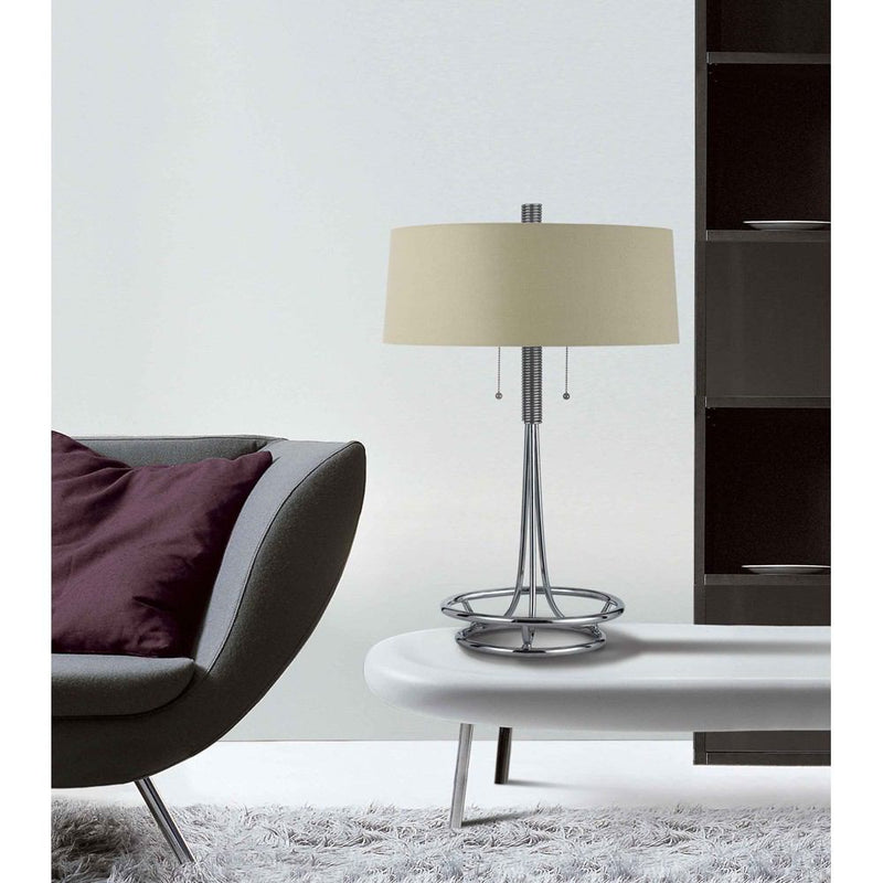 Cal Lighting BO-2744TB Lecce Metal Table Lamp With Burlap Shade | Modishstore | Table Lamps