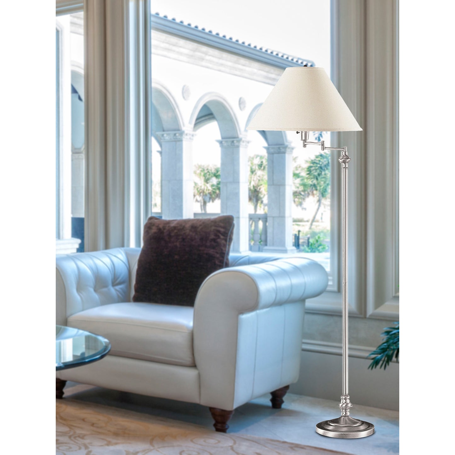 Cal Lighting BO-314-BS 150W 3 Way Swing Arm Floor Lamp | Modishstore | Floor Lamps