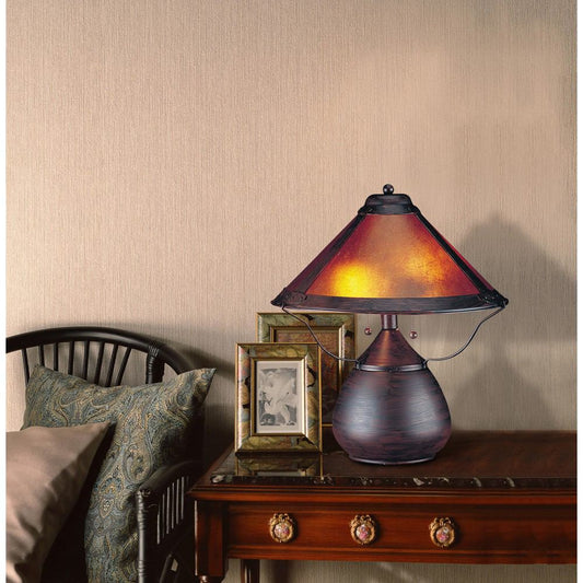 Cal Lighting BO-476 60W X Table Lamp With Mica Shade Rust