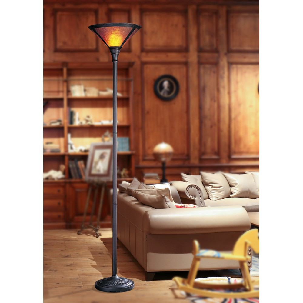 Cal Lighting BO-469 150W 3 Way Torchiere With Mica Shade | Modishstore | Floor Lamps